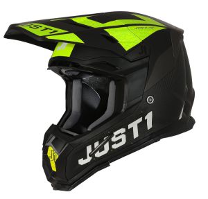 JUST1 Helmet J-22 Adrenaline Black-Yellow Fluo-Carbon Matt 62-XL