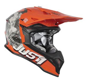 JUST1 Helmet J39 Kinetic Grey Camo/Fluo Orange 60-L