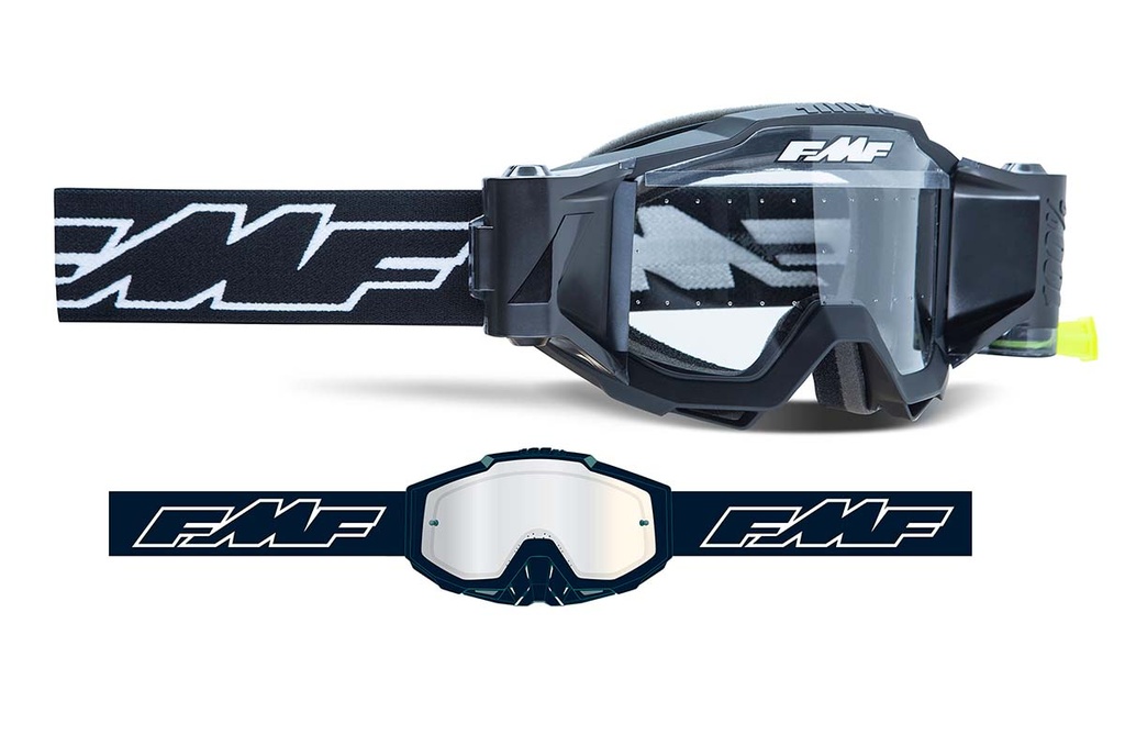 [23108-00-101] FMF Goggles Powerbomb Youth Film System Black (Clear)
