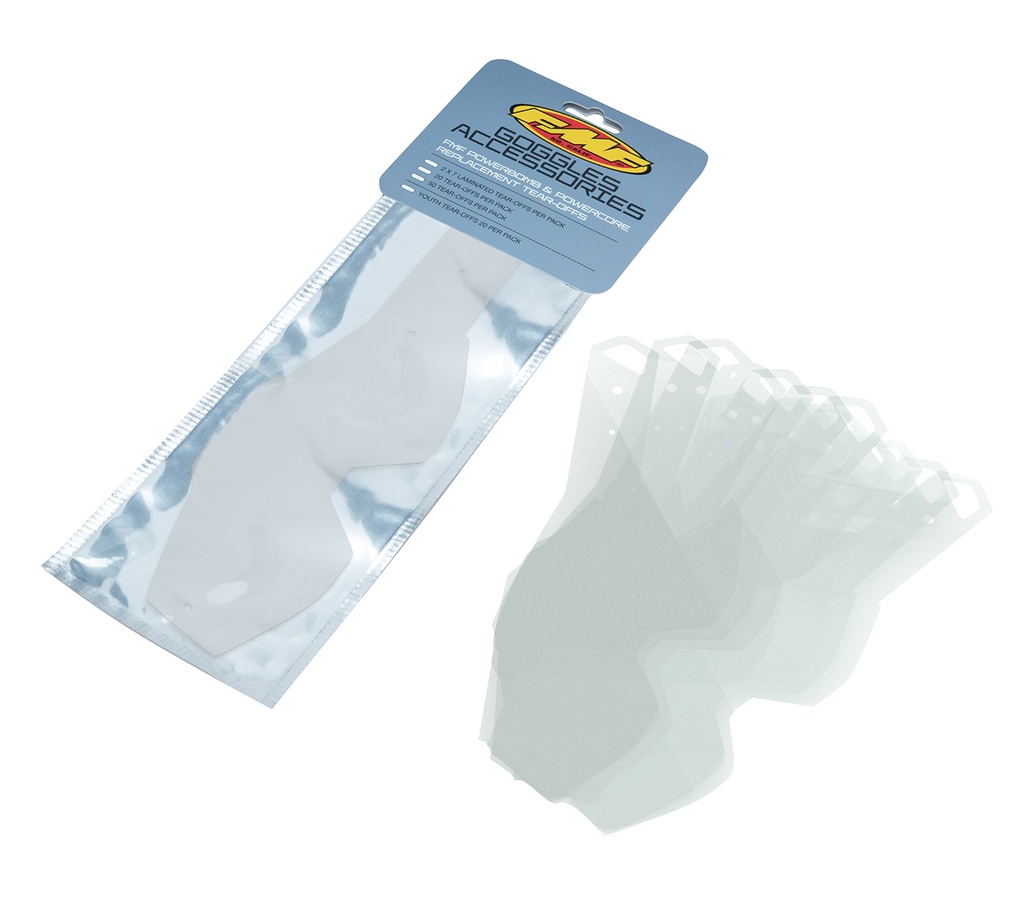 [23913-20-202] FMF Spare Parts Powerbomb Youth Tear-Offs (20-pack)