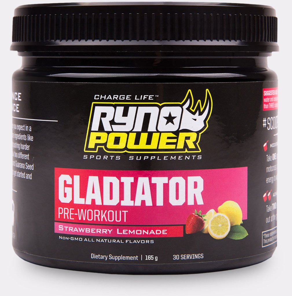[32103-00-405] Ryno Power Gladiator Pre Workout Strawberry Lemonade (30 Serv)