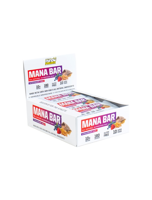 [32108-00-411] Ryno Power Mana Bar Caddy Strawberry Acai 12 bars