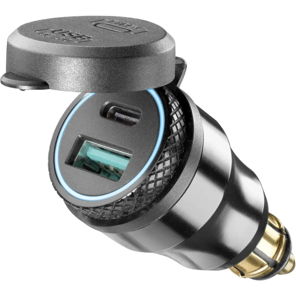 [37421-00-100] USB-A + USB-C adapter for DIN (BMW, Triumph, KTM)